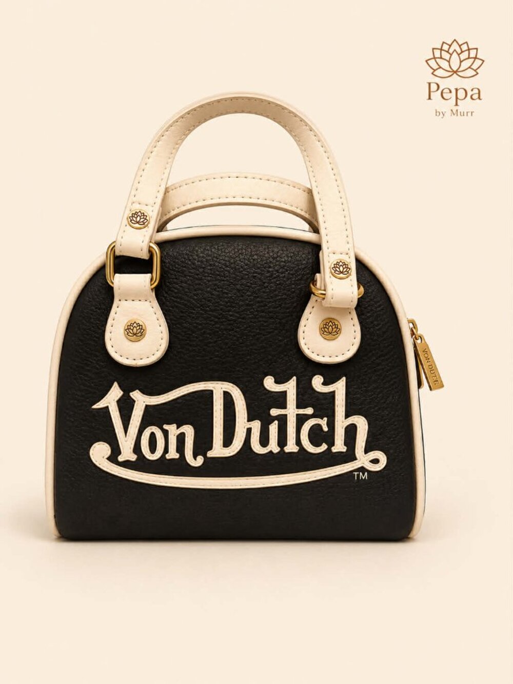 Black & White Von Dutch Mini Bag + Matching Pepa by Murr Bag Charm/MSRP$149